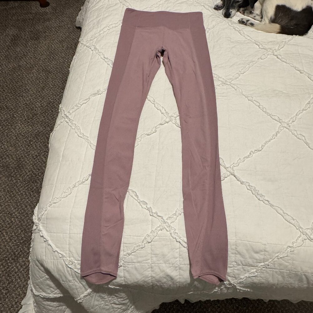 Athleta Barre Rib Sugarplum Mauve Powervita High Rise Small Extra Long (234)